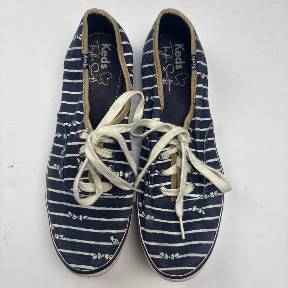 Keds Taylor Swift Women 8.5 Sneaker Shoes Navy Blue White Bows WF49710M A14-VN08